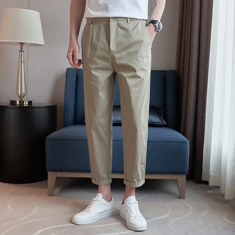 冰丝高弹棉布休闲裤弹力腰休闲裤男K8062-P65卡其（98）,男装休闲裤,电商A159