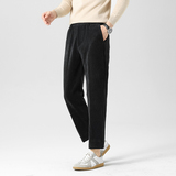 秋冬木棉绒西裤松紧腰修身休闲裤黑色K8093-P72（128）无影墙，男装休闲裤，电商A159