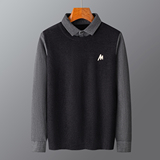 2025秋冬衬衫领套头保暖毛衣假两件卡其Y269-P50一口价（98），男装针织衫/毛衣，电商A159