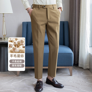 冬款纯色羊毛毛呢长裤 小直筒休闲裤 灰色ZK9012-P75 (118）图片