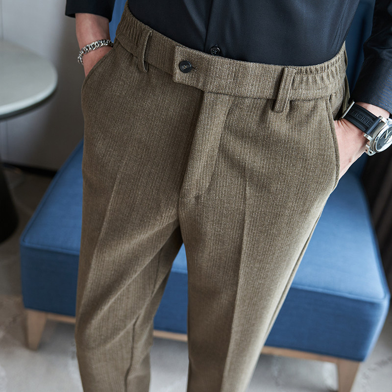 松紧腰冬款毛呢休闲西裤宽松磨毛卡其K8072-P65北辰风(98），男装西裤，电商A159