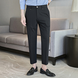 春夏小直筒西裤9分裤男青年简约休闲ZK536-P65黑色（98），男装西裤，电商A159