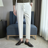 春夏小直筒西裤9分裤男配系绳简约休闲ZK537-P65白色（98），男装西裤，电商A159