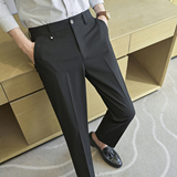 春夏小直筒西裤长裤男青年简约休闲ZK9061-P75黑色（108），男装西裤，电商A159