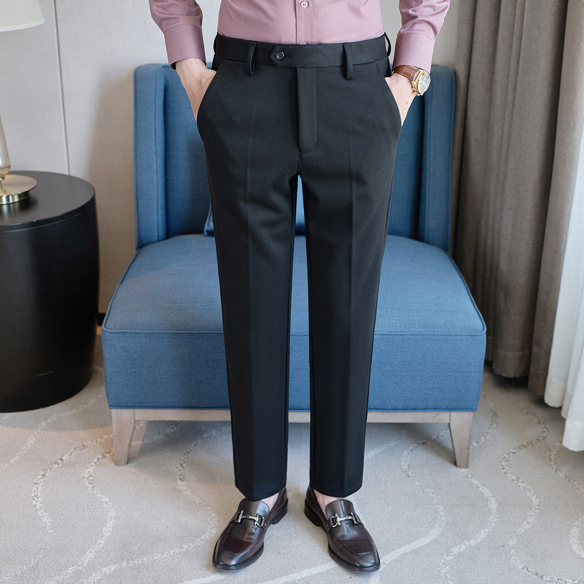 冬款保暖毛呢长裤小直筒休闲裤灰色ZK9052-P55一口价(98）,男装棉衣,电商A159