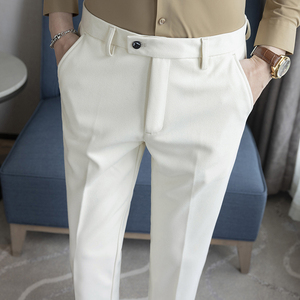 冬款纯色毛呢长裤 小直筒磨毛休闲裤 杏色ZK9013-P62 (98）图片
