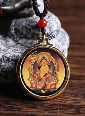 西藏手绘佛牌黄财神绿度母小唐卡