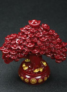 紫金朱砂饰品摆件发财树摆件客厅办公室玄关摆件家居装饰