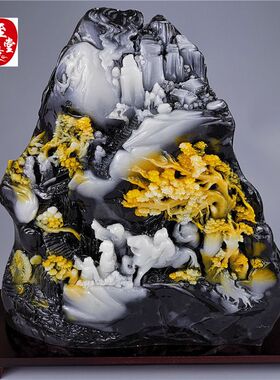 仿玉石寿山石雕仿独玉青花走马上任风水玄关摆件家居装饰玄关摆件
