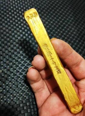 仿古民国陈二郎字款金条黄铜实心金锭影视道具家居装饰摆件