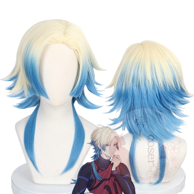 嗨coser 蓝色监狱  米歇尔·凯撒cos假发 黄蓝渐变516D