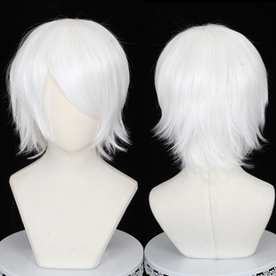 日系动漫万用短发 cos假发 纯白色收脸毛娘造型013B