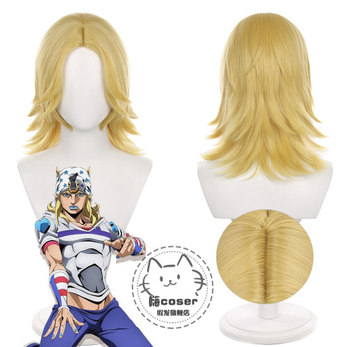 嗨coser JOJO的奇妙冒险飙马野郎 乔尼 乔斯达cos假发 头皮顶包邮
