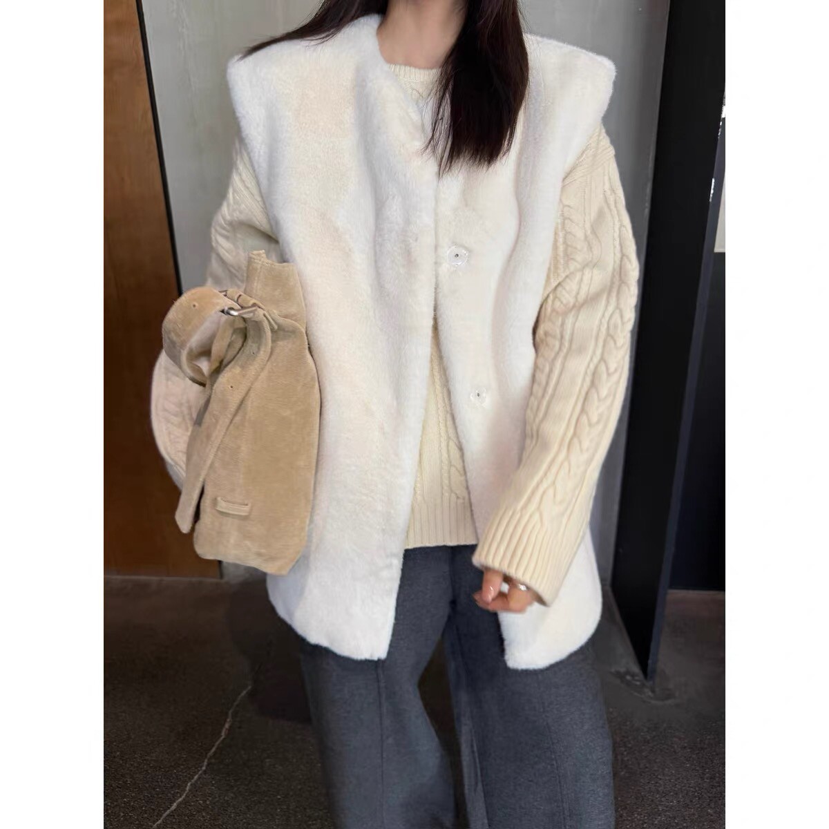 单排扣韩版圆领马甲