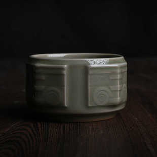 良渚玉琮杯青瓷陶瓷主人杯单杯复古茶具喝茶杯手工功夫品茗杯茶盏