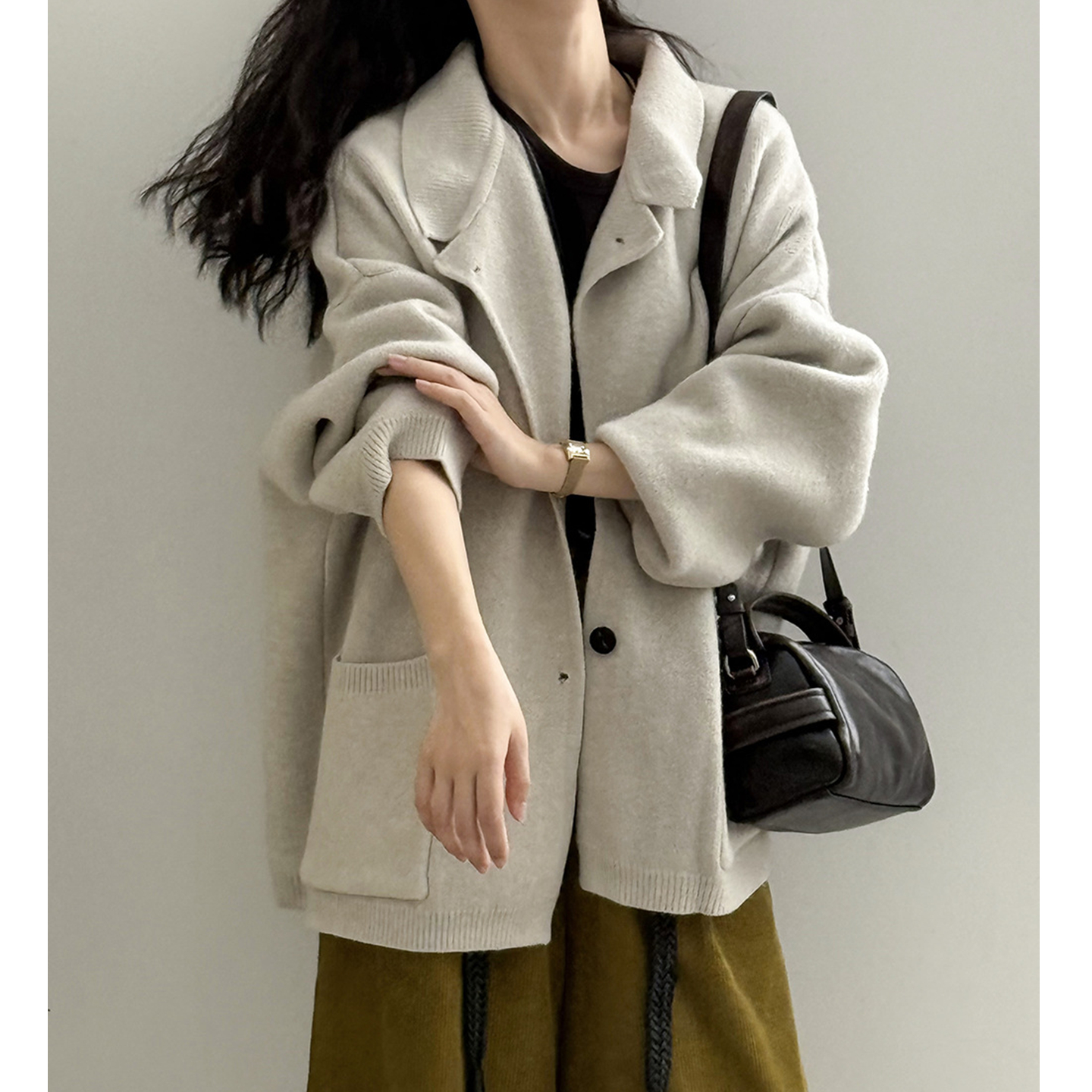 慵懒风加厚毛衣外套女独特开衫