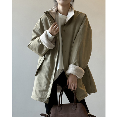 羊羔毛工装风派克服女夹克