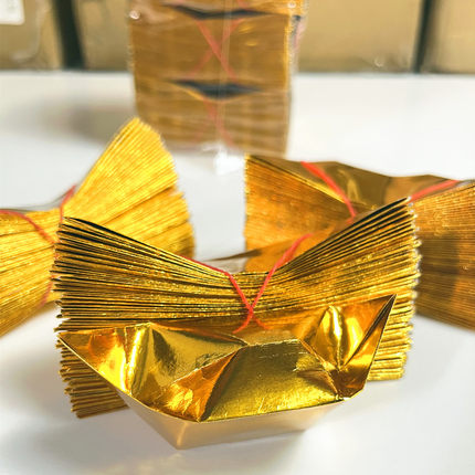切角加厚金元宝半成品祭祀用品纸钱金银纸元宝半成品金色殡葬用品