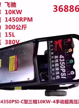 飞驰4350PSI三相10KW超高压大功率洗车机商用清洗机刷车泵洗地机