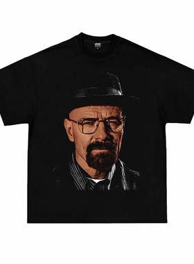 绝命毒师Breaking Bad海森堡美式复古人物印花重磅纯棉宽松短袖T