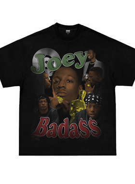 Joey Badass (Joey Bada$$)美式嘻哈人物印花重磅纯棉宽松短袖T恤