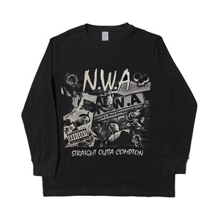 N.W.A Straight Outta Compton Vintage Tee说唱嘻哈复古长袖T恤