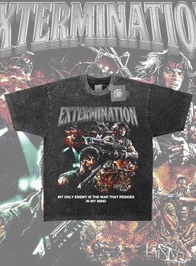 FLIPOUT《极点灭杀》EXTERMINATION数码印短袖男宽松纯棉人像T恤