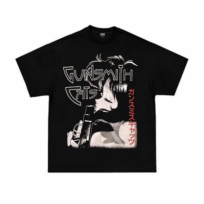 枪手漫画复古重磅纯棉宽松短袖