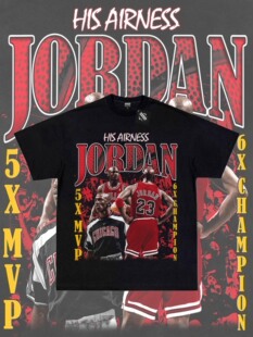 MJ CHICAGO BULLS 嘻哈复古国潮重磅美式潮牌印花小圆领宽松短袖t