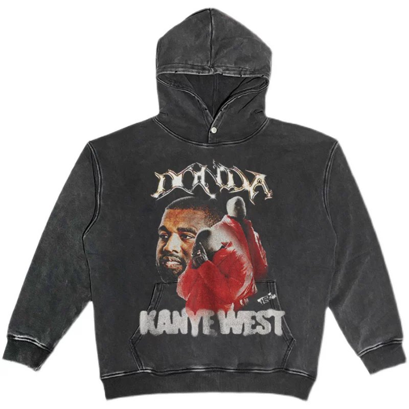 Flip Out Kanye West Donda Kanye Американский хип-хоп рисунок изношенная как старая худи