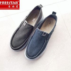 自由星新款布鞋男鞋单鞋透气男休闲鞋圆头超轻软底商场同款一脚蹬