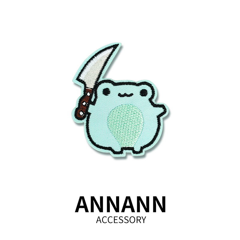 递刀青蛙刺绣补丁贴衣服破洞修补布贴DIY帽子卫衣牛仔装饰绣花贴