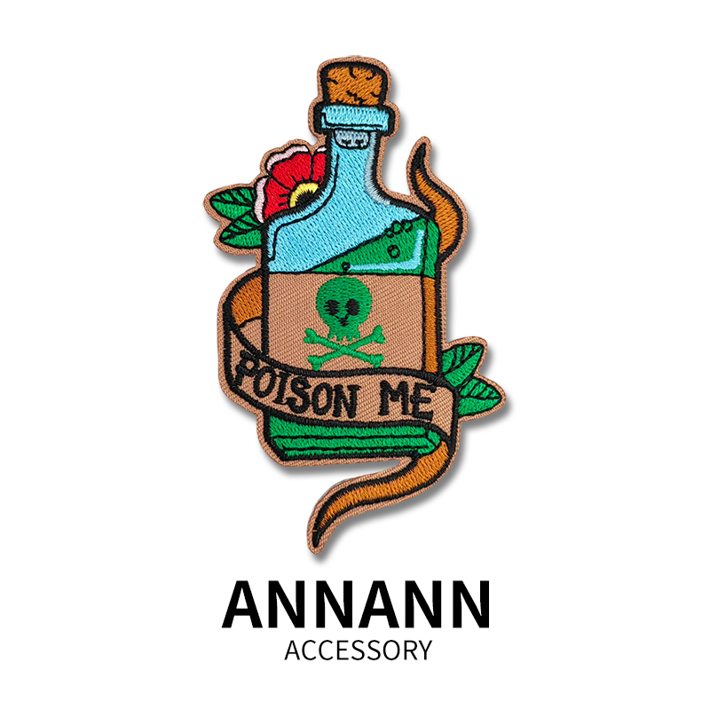 美式暗黑药瓶创意刺绣布贴卫衣牛仔DIY装饰LOGO标衣服破洞补钉贴