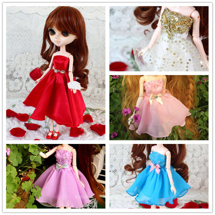 手工定制Pullip普利普娃衣迷你裹胸连衣裙唐果娃娃服装迷你衣服