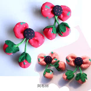 韩版布艺花朵发夹儿童发夹花苞绸带发卡丸子头发饰