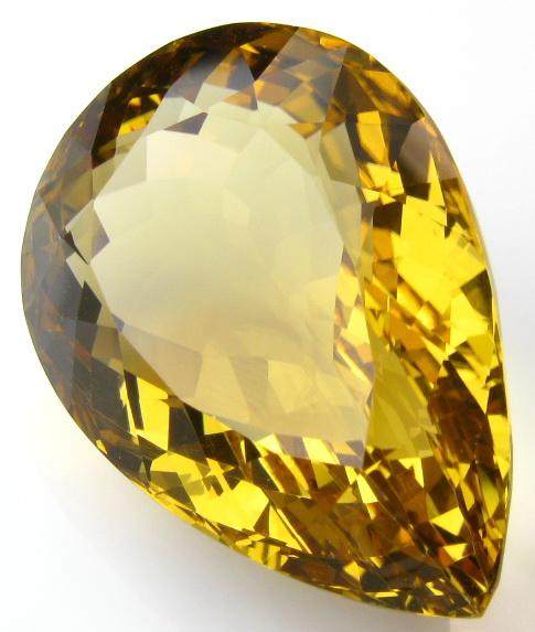 天然裸石黄晶纯净透明火彩出色