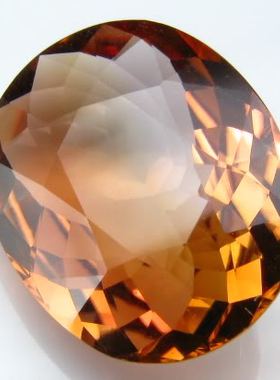 送国检证书3.72克拉香槟色碧玺裸石 天然宝石 戒指面 晶体全净