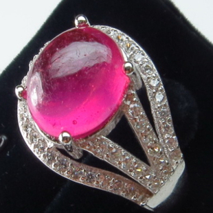 天然星光红宝石 星光蓝宝石 彩虹欧泊 彩色欧珀 925银戒 戒指