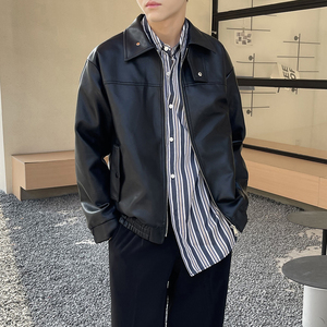 轻奢皮衣男士PU皮夹克外套秋冬上衣休闲机车服 A202PY802P125图片