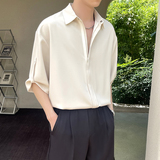 2025夏季新款隐形拉链高级感冰丝男士宽松短袖衬衫潮A202CS719P60，男装T恤，星座1311（原A202）