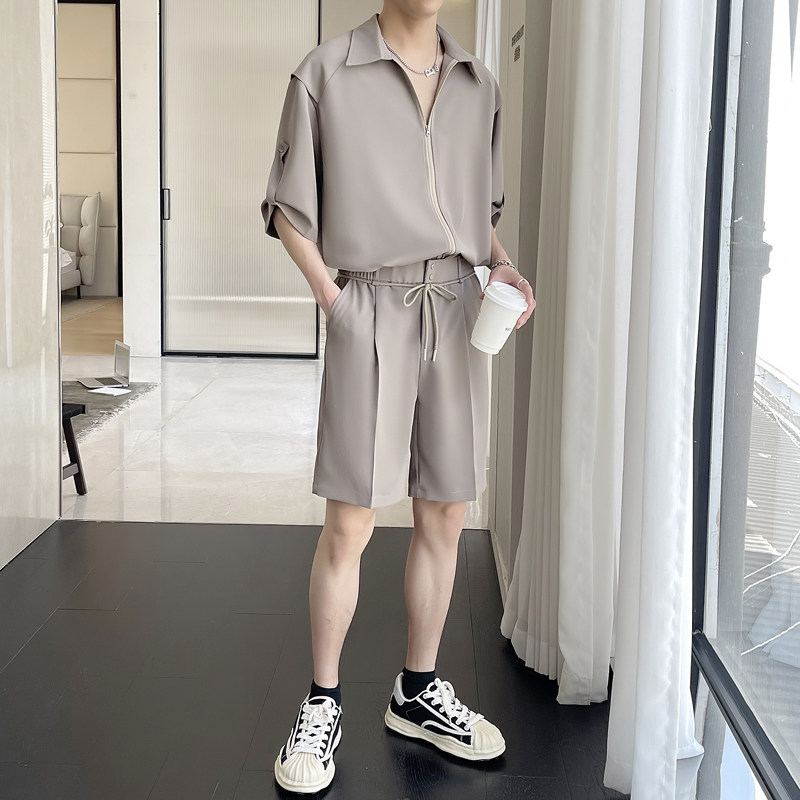 2025夏季新款高级感冰丝轻熟痞帅短袖衬衫短裤套装A202TZ31P110,男装牛仔裤,星座1311（原A202）