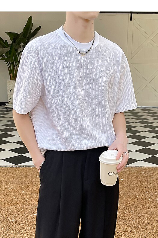 2025夏季新款男士透气宽松落肩简约高品质圆领短袖T恤A202T313P50,男装T恤,星座1311（原A202）