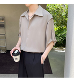 2025夏季新款冰丝高级感轻熟痞帅男士落肩短袖衬衫潮A202CS218P60，男装T恤，星座1311（原A202）