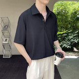2025夏新款宽松落肩高级感短袖polo衫英伦痞帅男t恤A202T2015P50，男装T恤，星座1311（原A202）