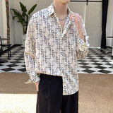 2025夏季新款印花长袖衬衫男士垂感薄款冰丝ins衬衣A202CS809P60，男装衬衫，星座1311（原A202）
