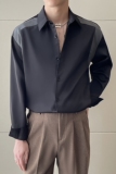 2025高级感男士英伦简约拼皮宽松落肩长袖衬衫A202CS520P65，男装衬衫，星座1311（原A202）