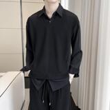 2025秋冬新款男拼接假两件套头长袖衬衫落肩宽松衬衣A202CS953P65，男装衬衫，星座1311（原A202）