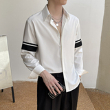 2025春夏新款轻熟风轻奢高级感拼接落肩宽松长袖衬衫A202CS510P65，男装衬衫，星座1311（原A202）