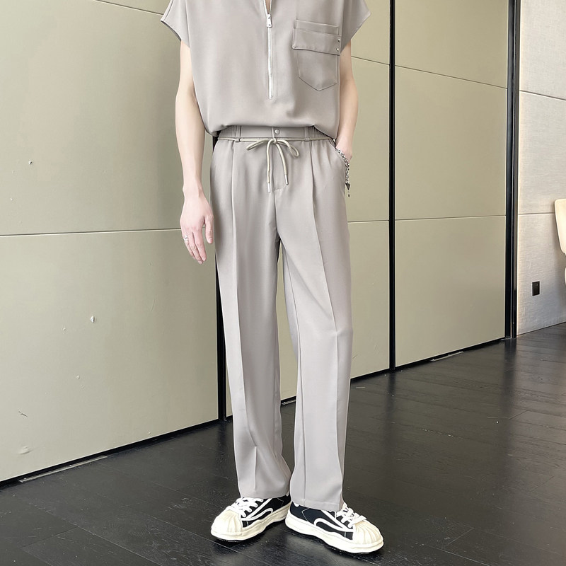 夏季新款冰丝垂感直筒休闲裤男免烫宽松凉感潮牌A202k631p65,男装休闲裤,星座1311（原A202）