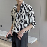 2025春夏新款男韩版ins斑马纹短袖衬衫轻奢防晒上衣A202CS020P55，男装防晒衣，星座1311（原A202）